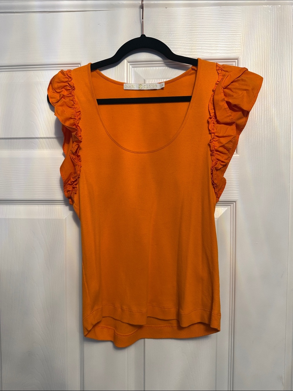 Marie Oliver Orange Ruffle Sleeve Scoop Neck Tank - Size Medium